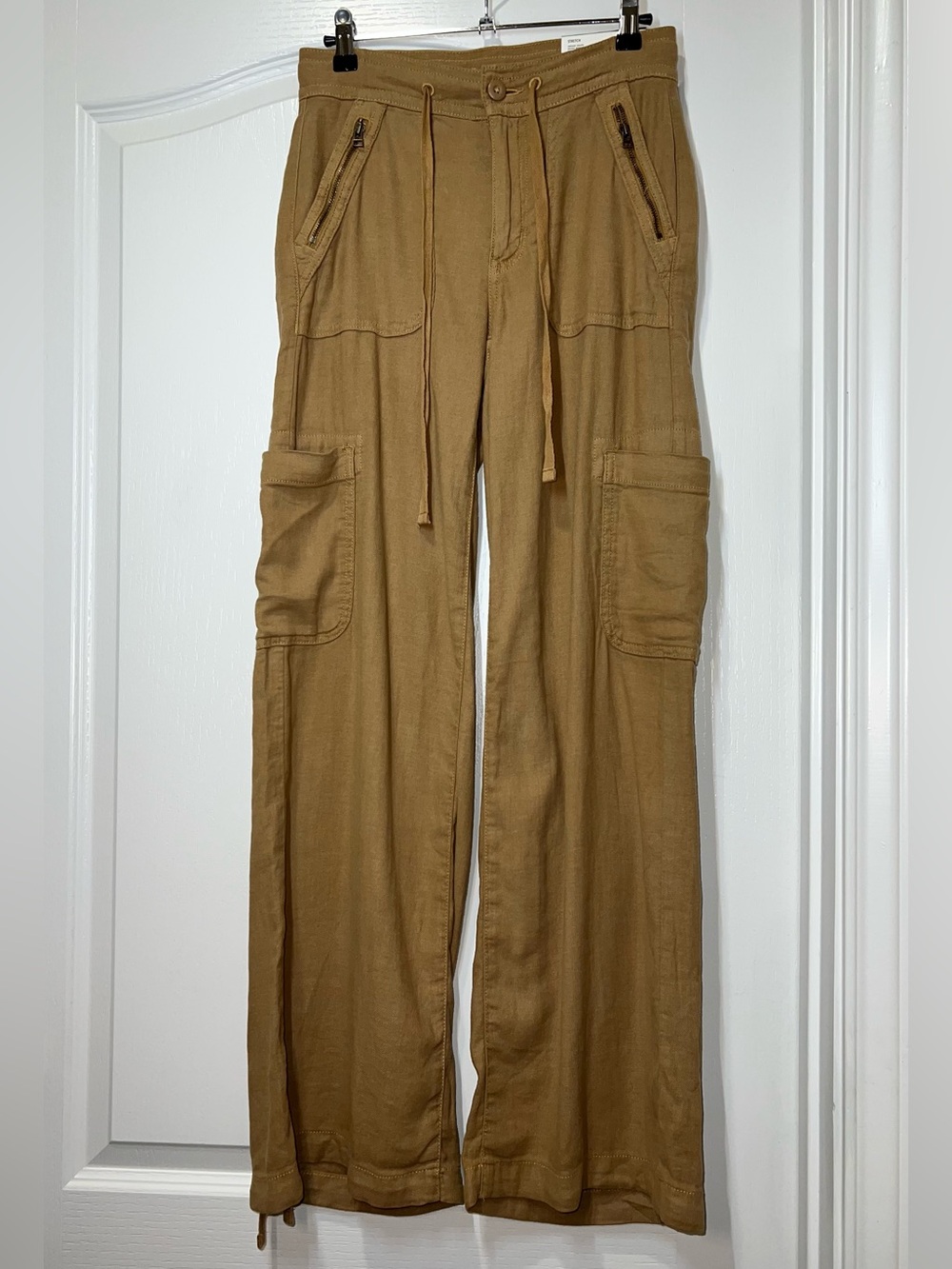 American Eagle Dreamy Drape Linen-Blend Baggy Wide Leg Cargo Pants NWT Size 000